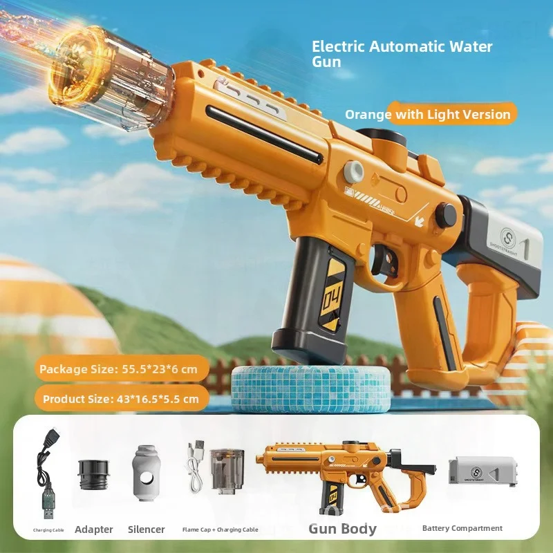 Pistolet à eau électrique pour enfants, grande capacité, haute pression, jouet de plage en plein air pour Festival amusant d'été, plastique à feu continu