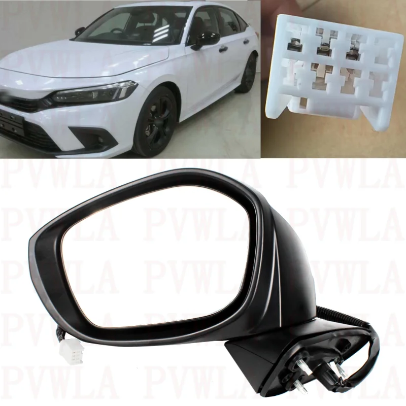 

Left Side 3 Pins Pearl White Painted Power Adjust Reversing Mirror For Honda US Version Civic 2022 2023