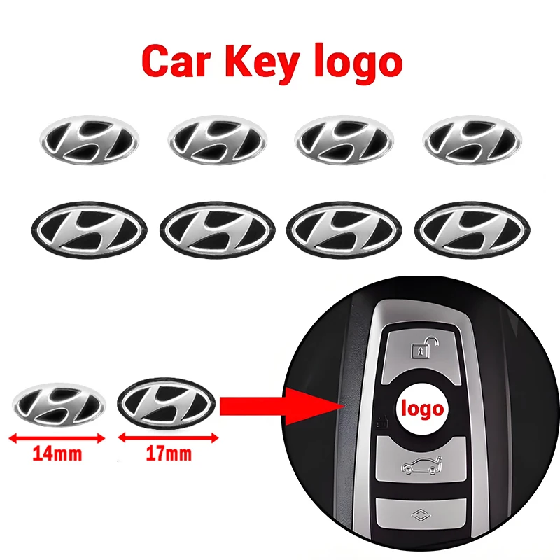 17 مللي متر 14 مللي متر سيارة مفتاح بعيد ملصقات الألومنيوم شعار الديكور مائي لشركة هيونداي I10 I20 I30 I40 IX20 IX35 توكسون سولاريس أكسنت