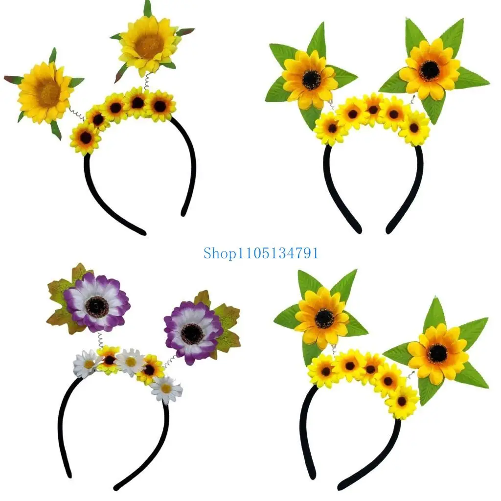

98km Headband Fabric Flower Hairband For Carnivals and Music Festival Props