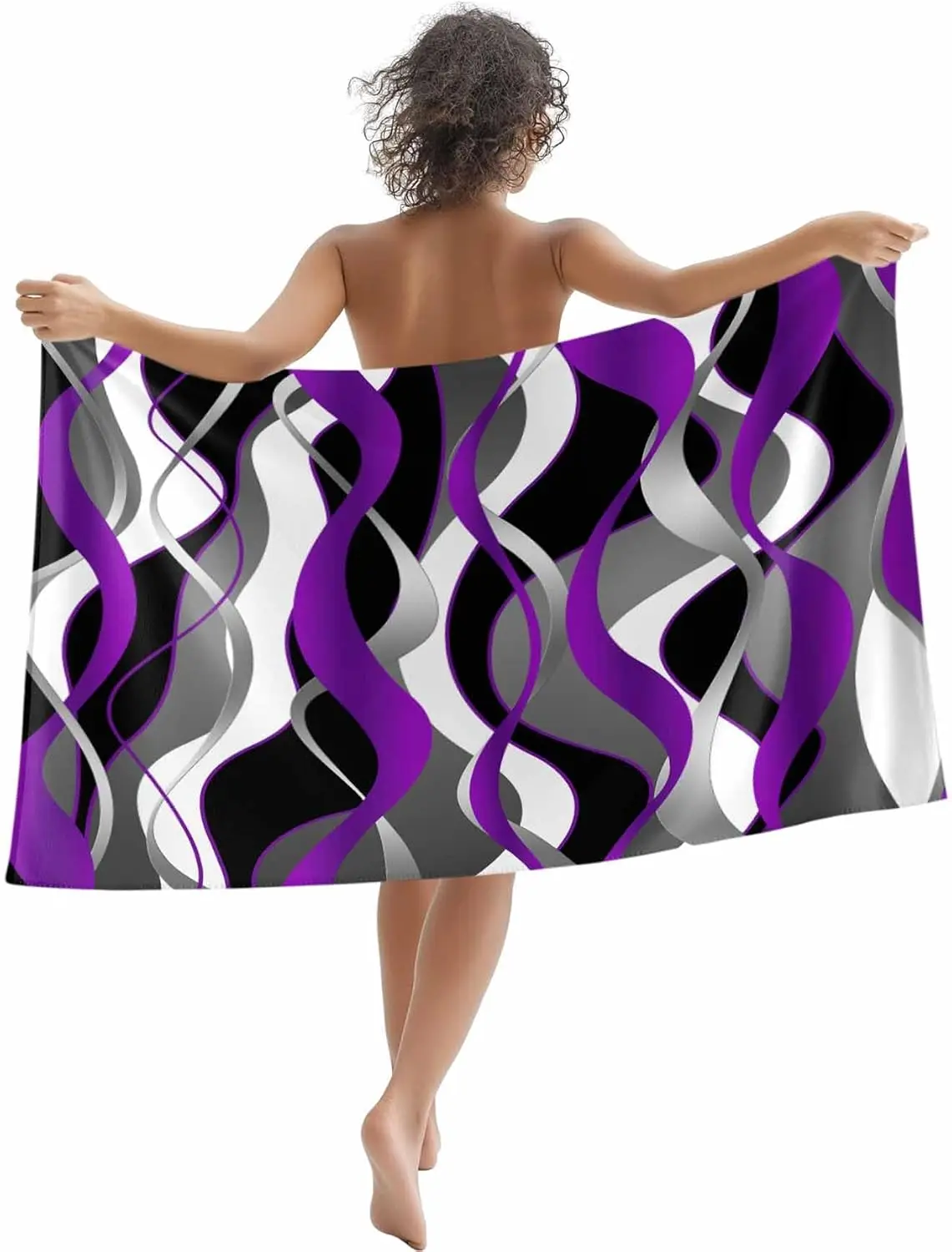 Modern Art Beach Blanket, Swirling Abstract Pattern, Soft Absorbent Microfiber, Sand Free, Perfect for Travel, Surfing