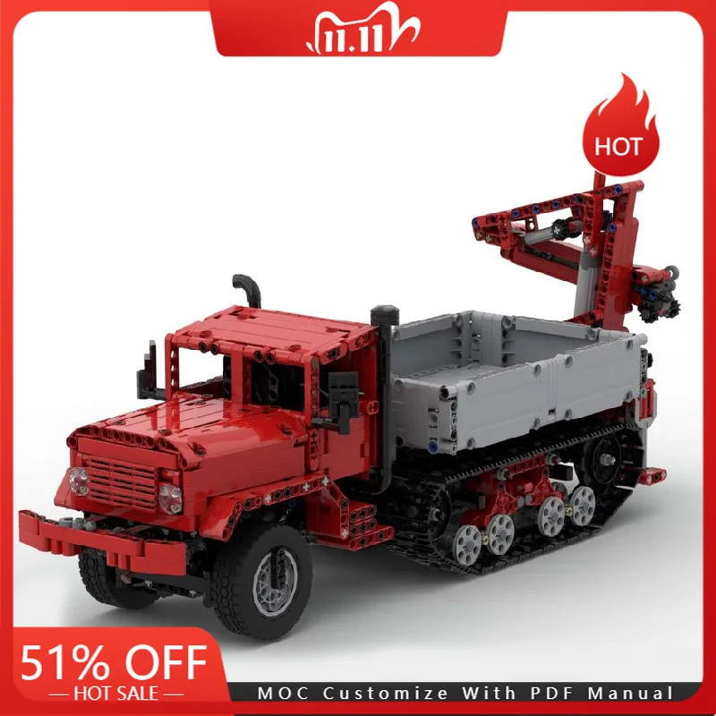 

1275 PCS MOC City Chassis Halftrack Engineering Vehicle Model Technic Building Blocks Creative Children DIY Assembly Toys Gifts