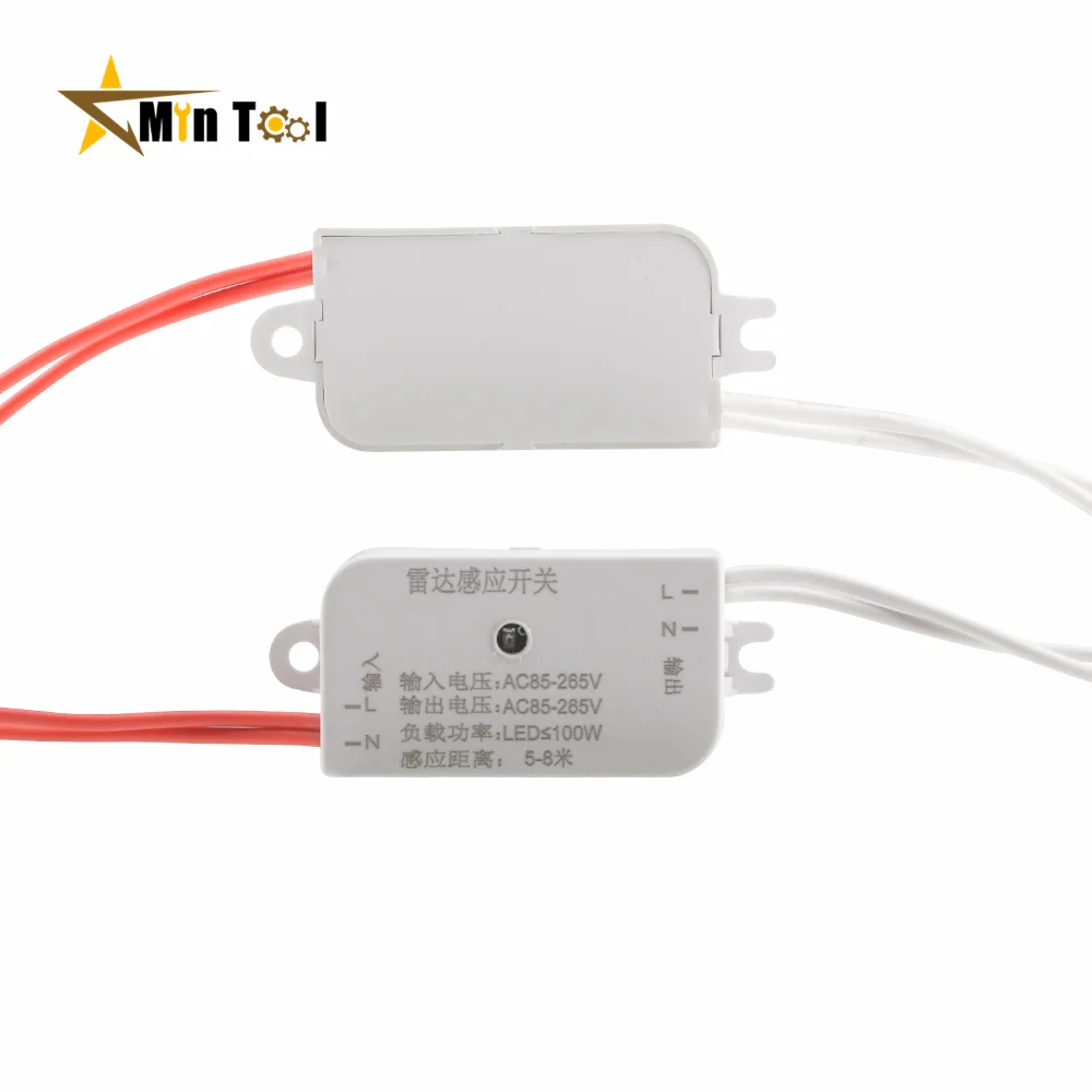 AC85-265V 100W 4 Wire Infrared Sensor Switch PIR Microwave Radar Body Motion Sensor Module Adjustable For Time Distance Range