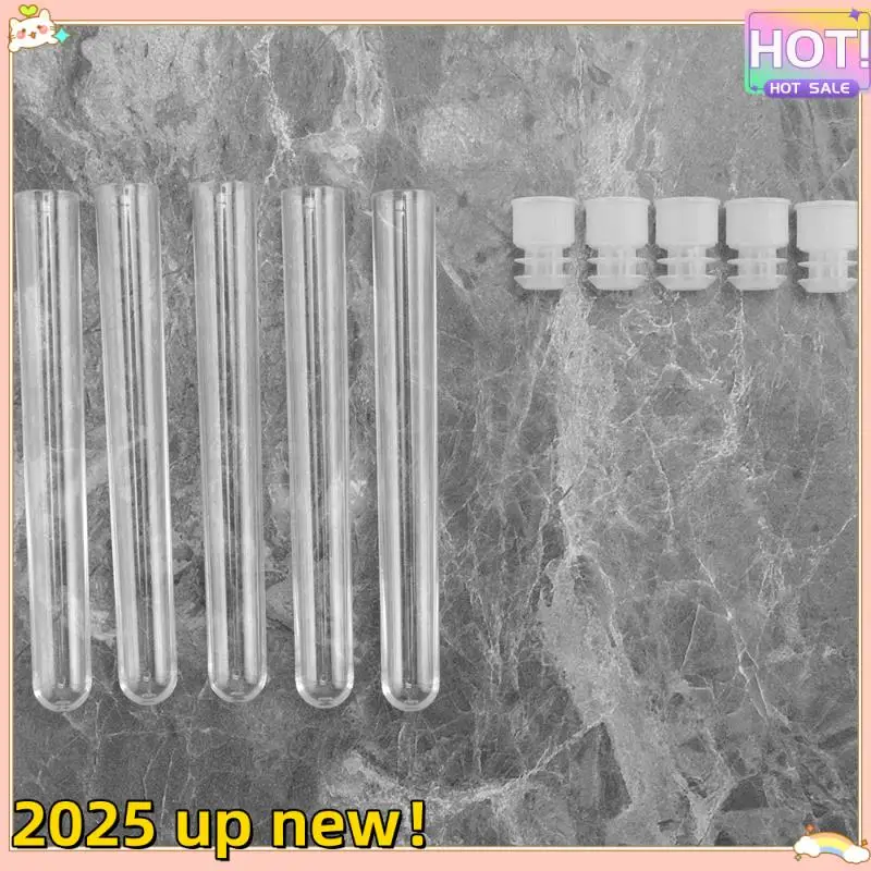 Classy-100Pcs Clear Plastic Test Tube With Cap 12X100mm U-Shaped Bottom Long Transparent Test Tube Lab Supplies