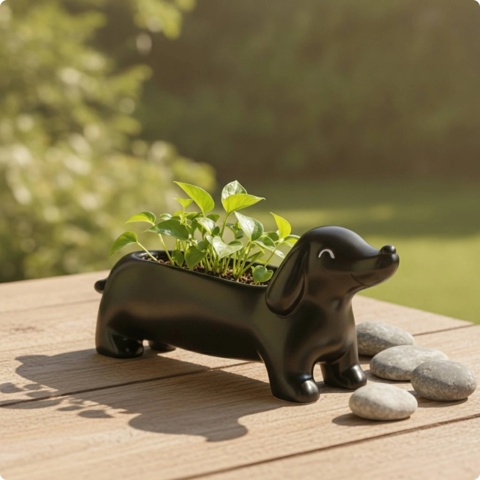 Dachshund Planter Small Dachshund Plant Pot Dog-Shaped Planter Compact Low-Profile for Desk, Shelf