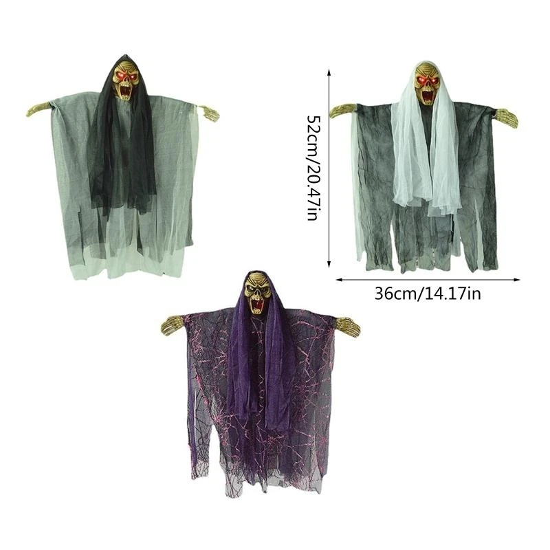 Y4qa Halloween Dekor Maske Hängende Geisterstimmungssteuerung Licht emittierende Horror -Geister