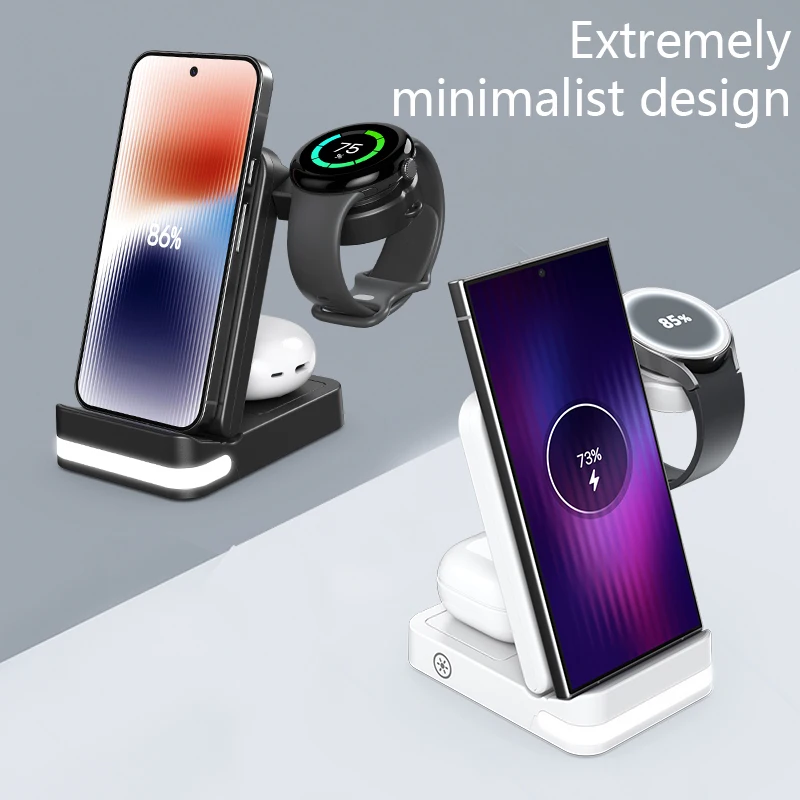 Hot selling foldable six in one wireless charger suitable for Apple, Samsung, Huawei phones, three in one wireless charger