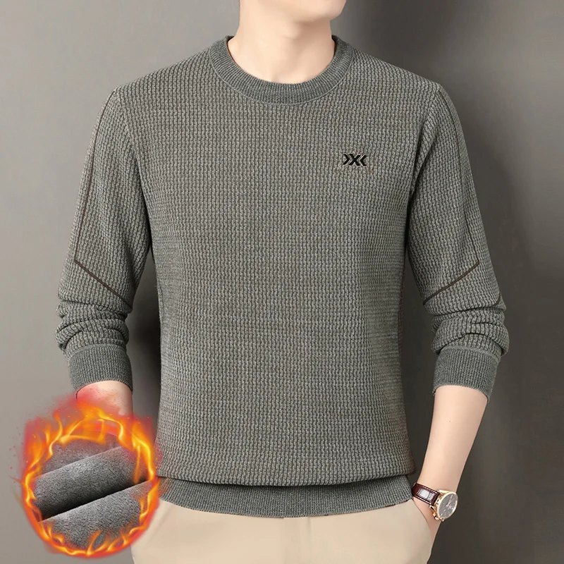 

Autumn and Winter Men's Snow Carved Knitted One-piece Velvet Sweater with Thick Velvet Knit Sweater Trend, Fashionable and Warm