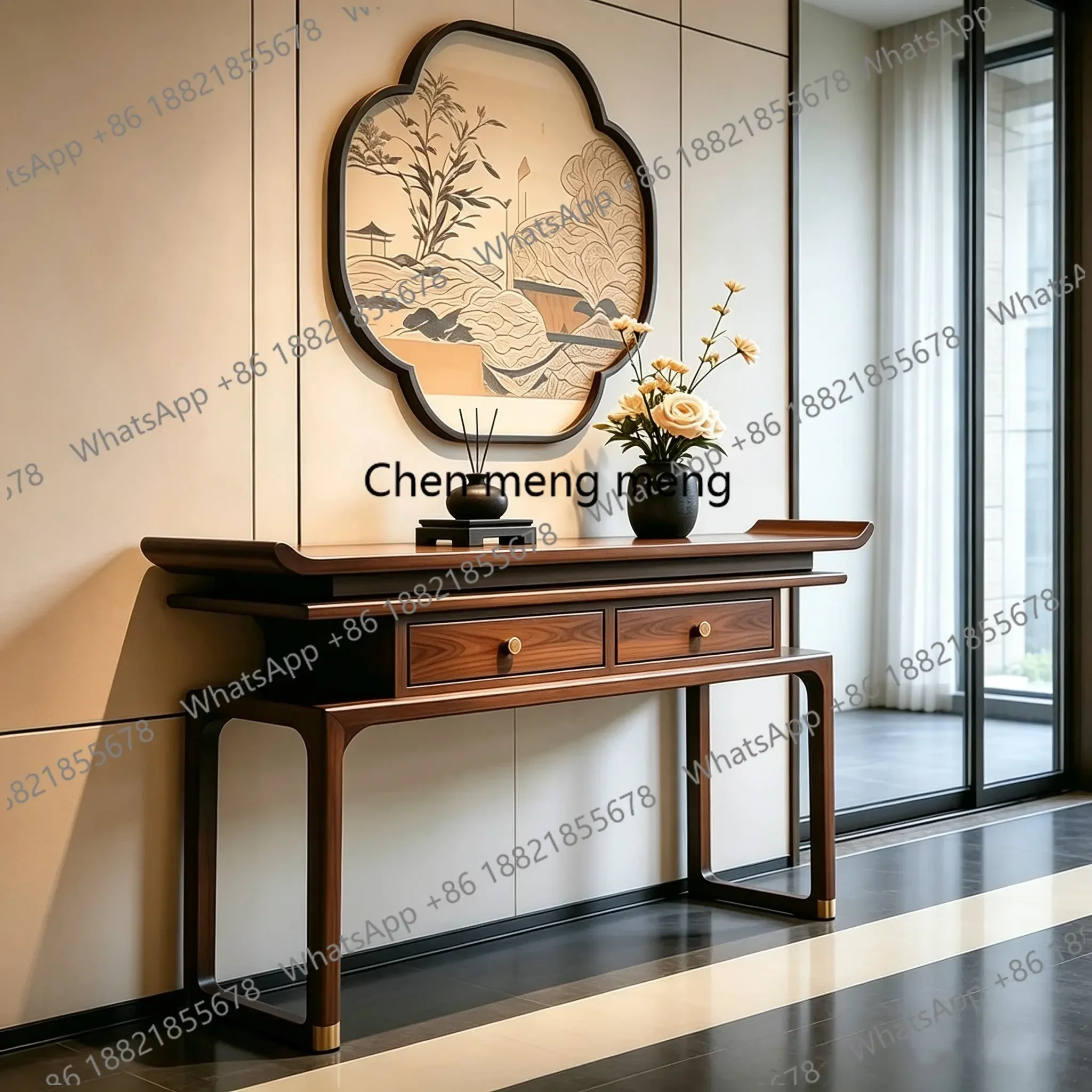 N138New Chinese style, Xuanguantai, living room, desk art is simple, solid wood, long table