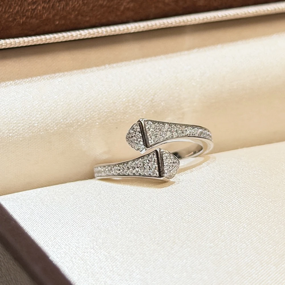 Trendy Real 925 Sterling Silver Rings For Women Anniversary Gift Rivets Design 5a Zircon Ring Luxury Fine Jewelry