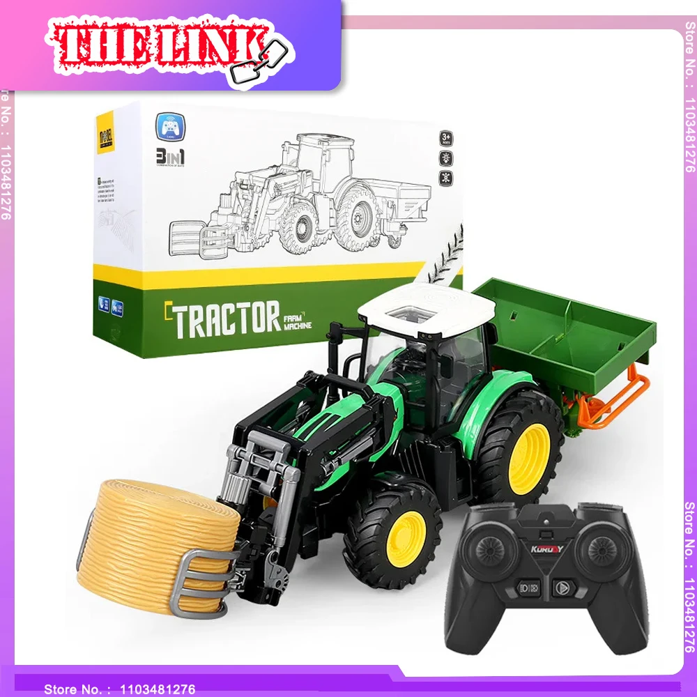 THELINK-Controle Remoto Trator Agrícola Brinquedos, RC Farmer Cars, Modelo Animal, Ferramenta Agrícola, Conjuntos de DIY, Presentes Infantis, 2.4Ghz, Escala 1:24