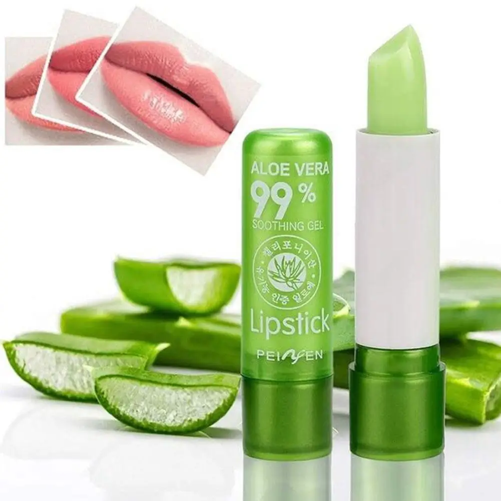 Bálsamo labial hidratante de longa duração, aloe vera natural, batom duradouro de humor, cor em mudança, anti envelhecimento, hidratante, I0K6, 1pc