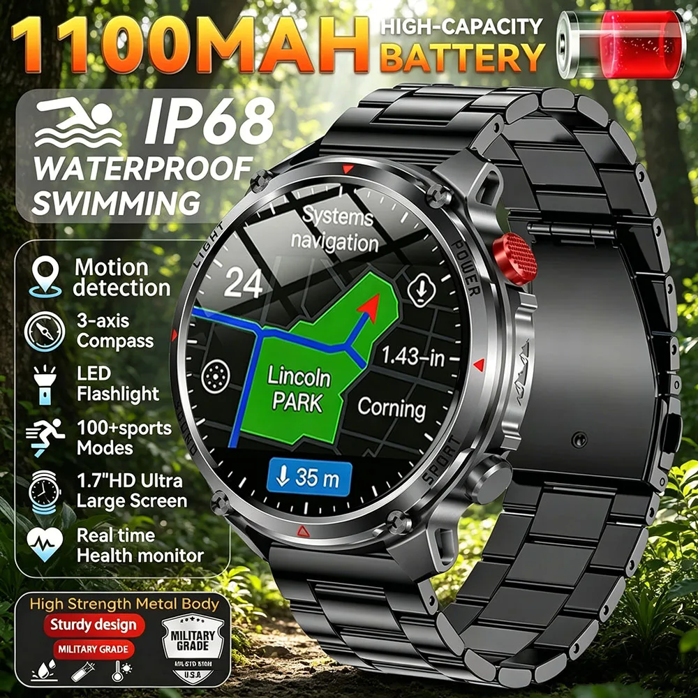 2026 New T-Rex3 Ultra 1100mAh Battery Smart Watch GPS path IP68 Waterproof Sport Run Hiking Outdoors Compass Military Smartwatch