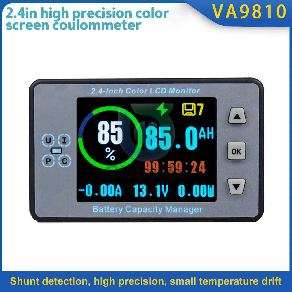 

VA9810 DC8-100V Voltage Current Meter Battery Capacity Tester Capacity Indicator Power Meter for LiFePO Coulomb Counter Car Tool