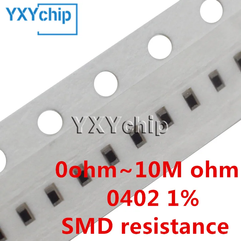 100pcs 1% 0402 SMD resistor 0R ~ 10M 1/16W 0.1 1 10 22 100 150 220 330 ohm 1K 2.2K 4.7K 10K 100K 1R 10R 100R 150R 220R 330R 1M