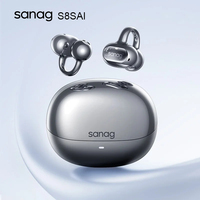 Sanag S8S AI Ear Clip Earphones AI Translation Bluetooth 5.4 Wireless Open Ear ENC Noise Reduction Headphones Sports TWS Earbuds