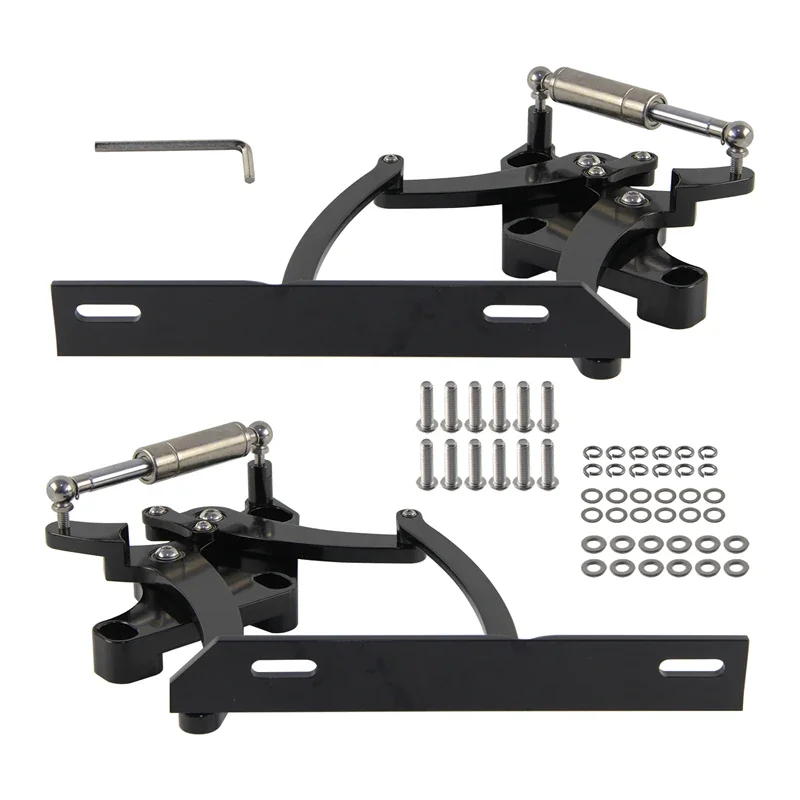Left and Right Side Billet Hinge Kit Aluminum Black For 1971-1973 Ford Mustang Custom Hood Hinges 2-Door Grande Mach 1 CNC