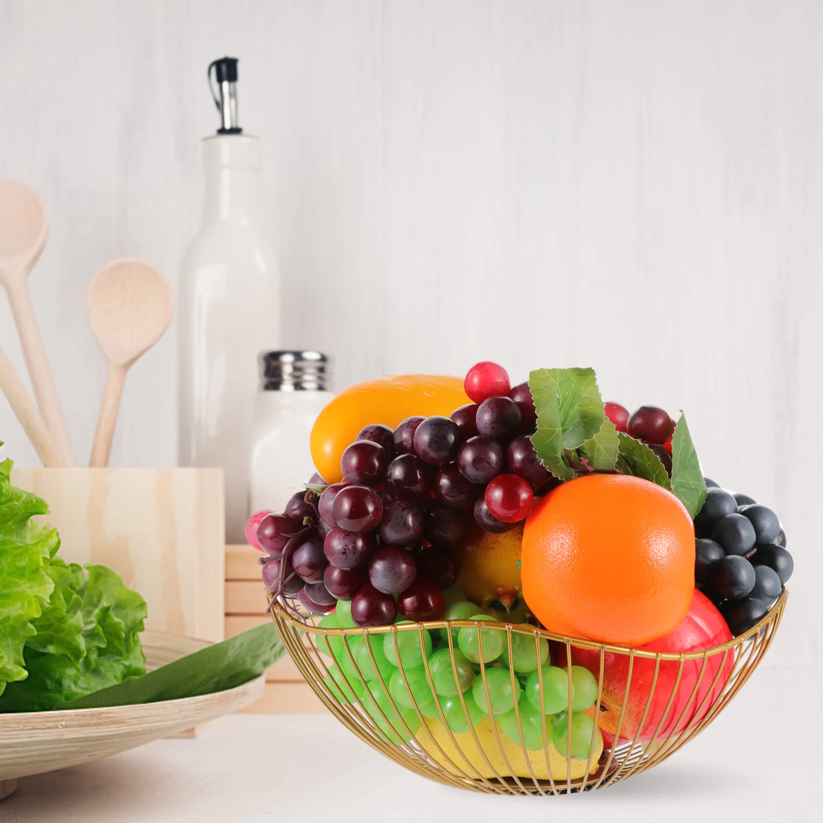 

Drain Basket Metal Fruit Storage Snack Organizer Hollowed Vegetable Rack Bread Tray Countertop Non Slip Protection Desktop