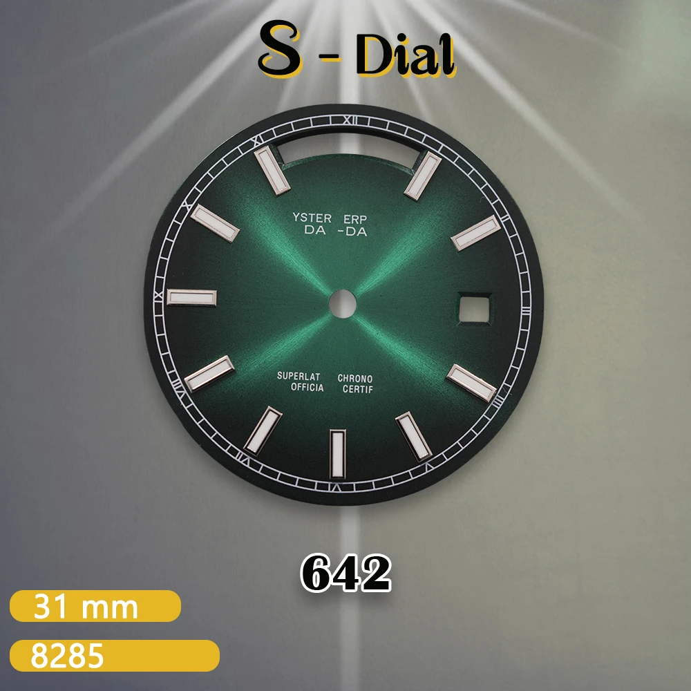 31mm S Logo Grey Log Dial Suitable For 8285 Movement Green Luminous Quality Delicate Watch Modification Accessories tools