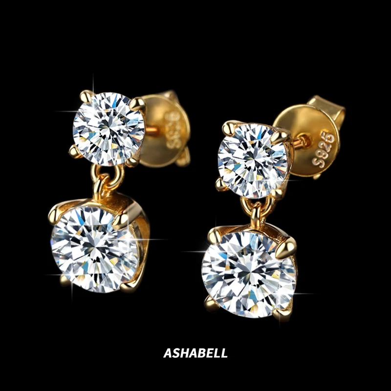 

Fast Shipping S925 Sterling Silver Gold Plated VVS D Color 1CT Square Moissanite Earrings for Women Wedding Earrings