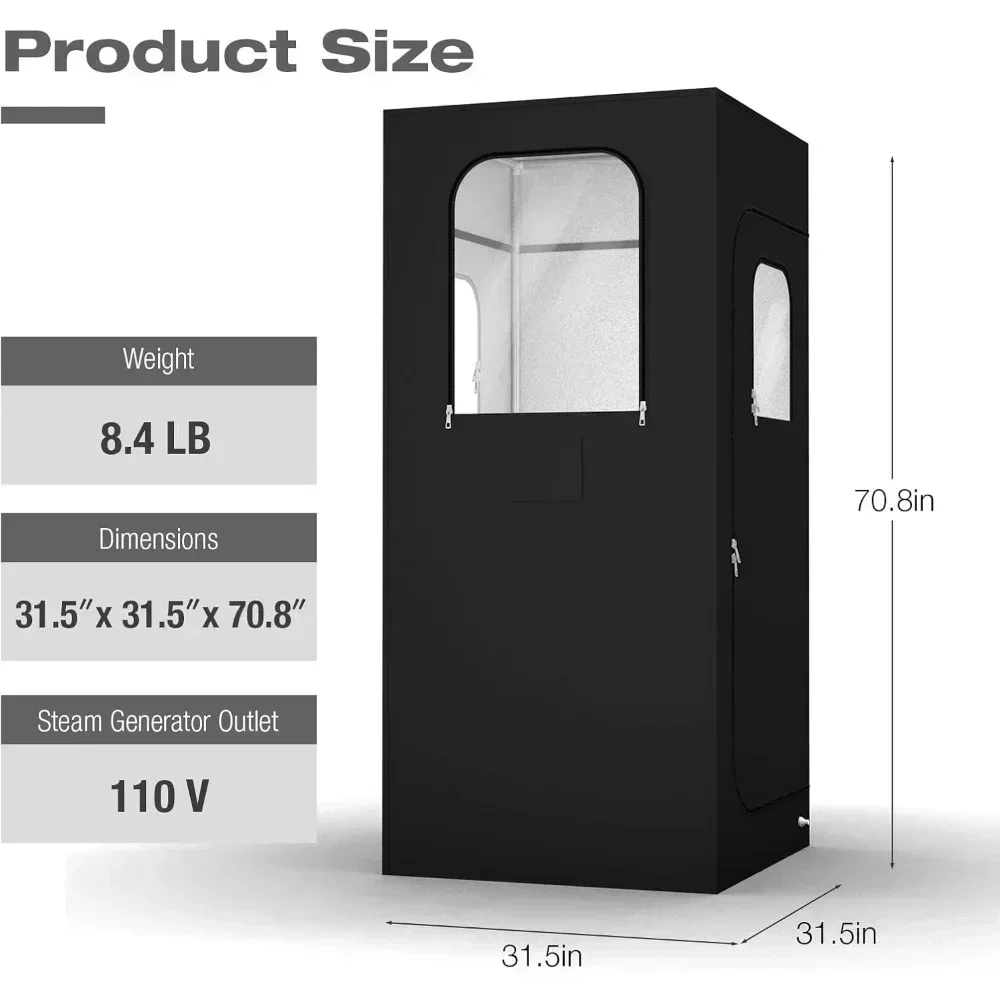 Portable Sauna Room, 71 Inch Steam 600D Canvas, Sauna Box, Steam Sauna with Touch Screen 1000W and 2.6L Steam Generator