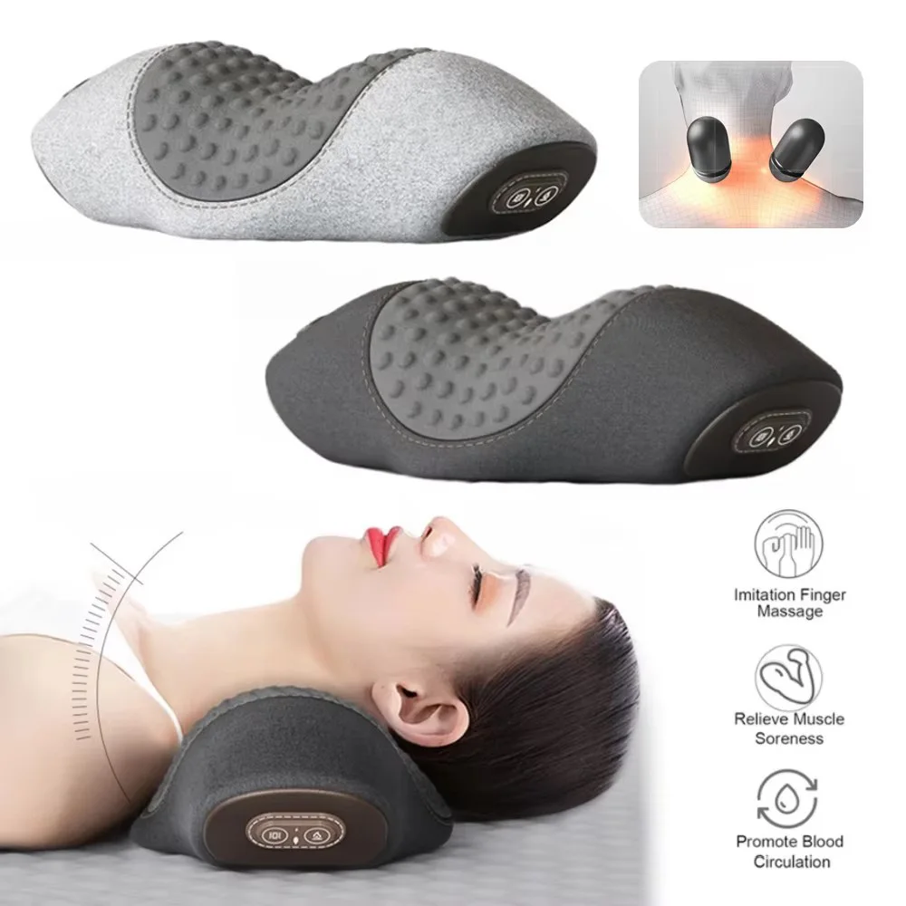 Neck Massage Pillow Heating Vibration Neck Massage Relieves Muscle Tension Protect Cervical Spine Help Solve Sleep Problems