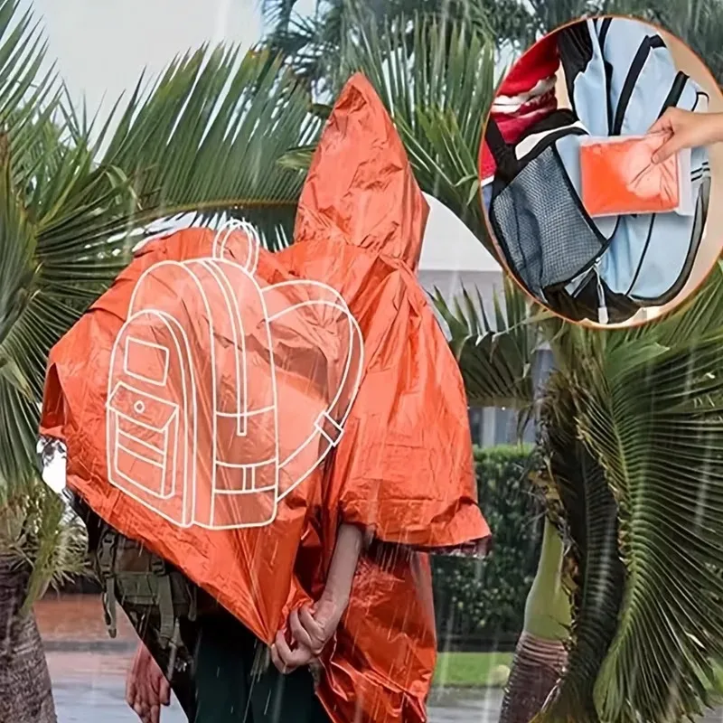 Waterproof Emergency Thermal Raincoat Mylar Foil Survival Blanket for Outdoor Camping Hiking First Aid Hypothermia Protection