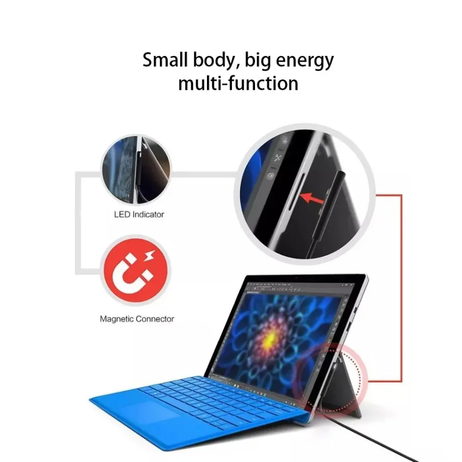 كابل شحن سريع من النوع C PD إلى الكمبيوتر المحمول 4 3 2 1 15V 3A Surface Connect، متوافق مع Microsoft Surface Pro 8 7 6 5 4 3 Go3 2 1