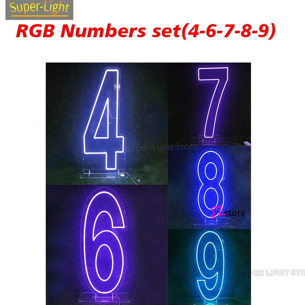 100cm/40 polegadas rgb números grandes 0-9 número led personalizado sinais de néon luz aniversário festa de casamento decoração de parede lâmpada noturna presente