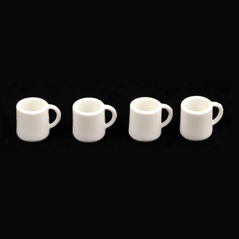 4 unids/set casa de muñecas tazas de té blancas en miniatura 1:12 Mini taza de bebida de agua modelo niños juguete para juego de imitación accesorios de decoración para casa de muñecas