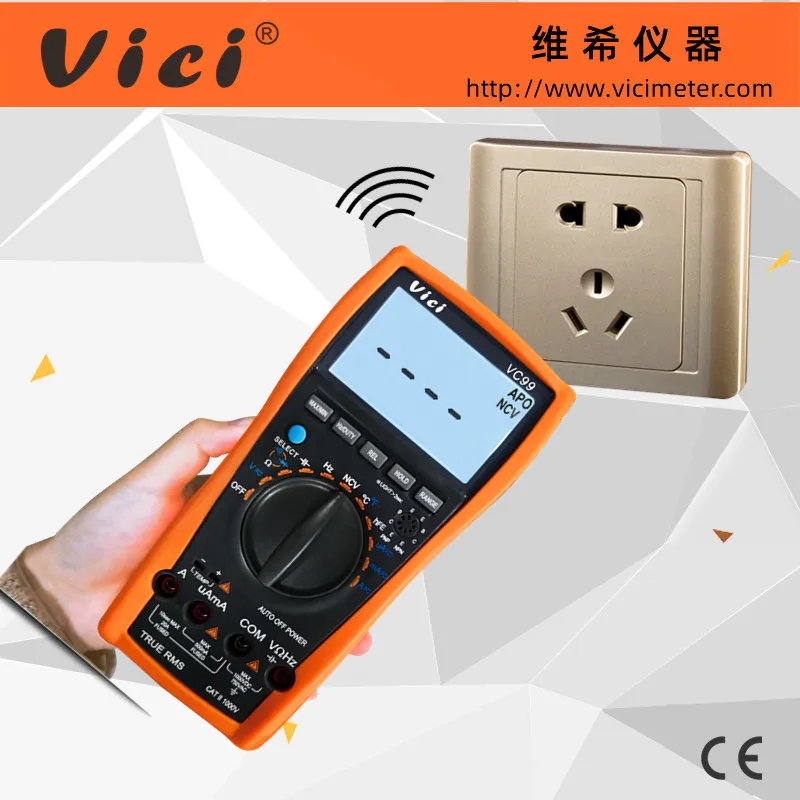 Imagem -03 - Multímetro Digital Alcance Automático Voltímetro Amperímetro Corrente Resistência Capacitância Medidor Tester dc ac Vici-vc99