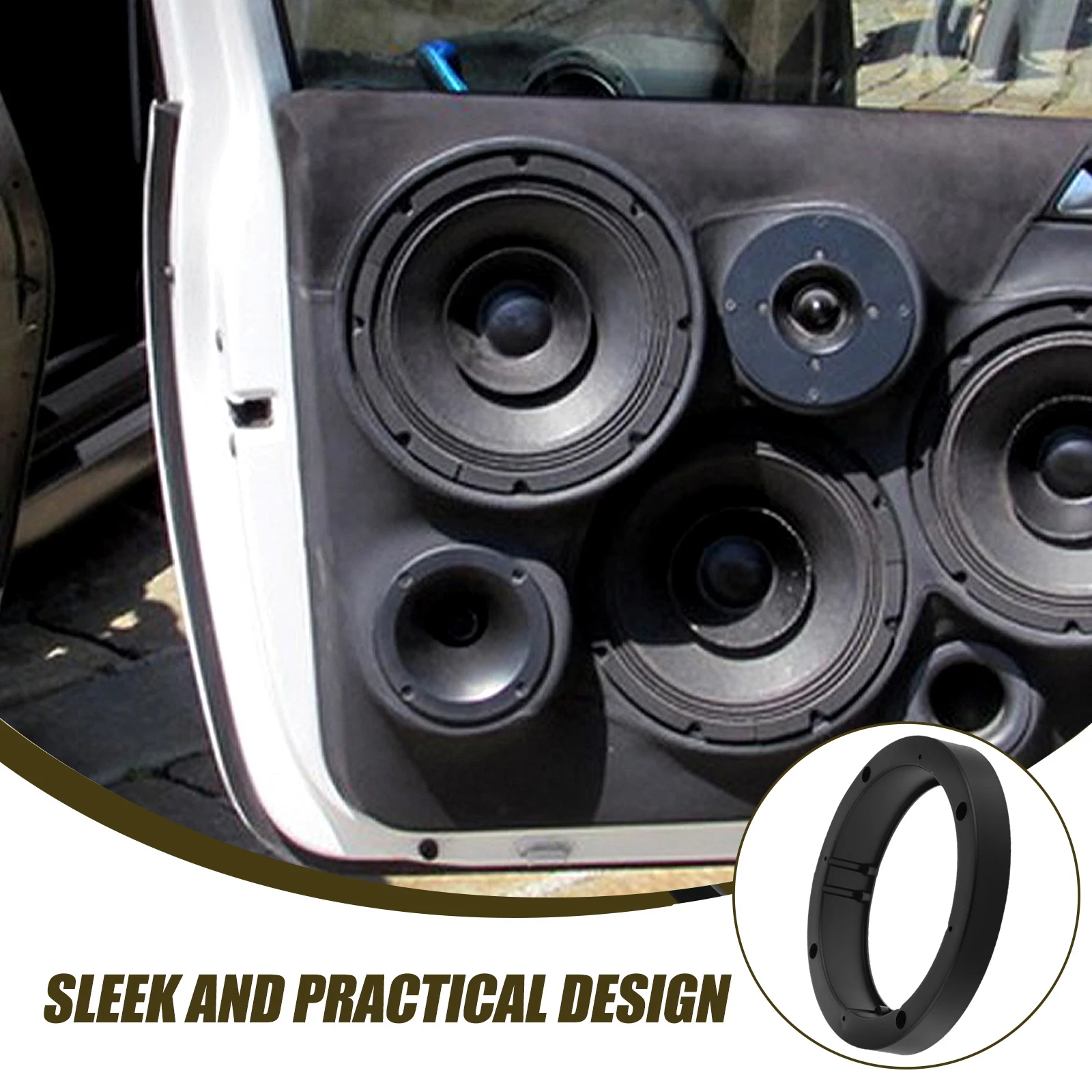 2 Stück 6,5 Zoll Autotür-Lautsprecher-Abstandshalter Kunststoff-Montageringe Adapterhalterungen kompatibel mit Auto-Audio-System-Lautsprecherkissen