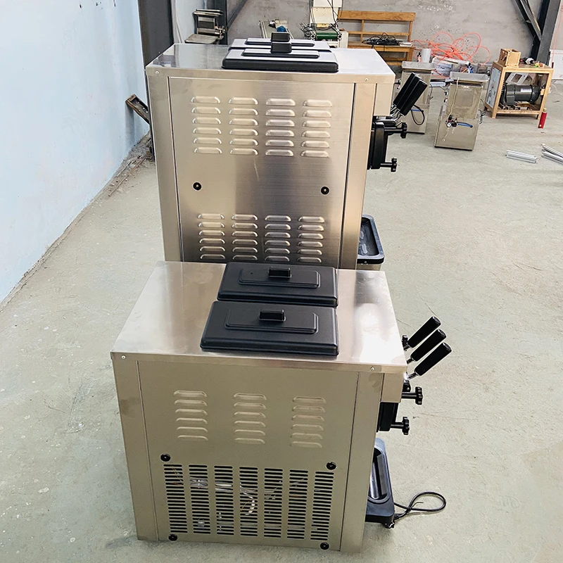 2025 Wholesale Commercial Floor Stand Professional 25L/ H Ice Cream Maker Stainless Steel 3 Flavors Nozzles Ice Cream Machine