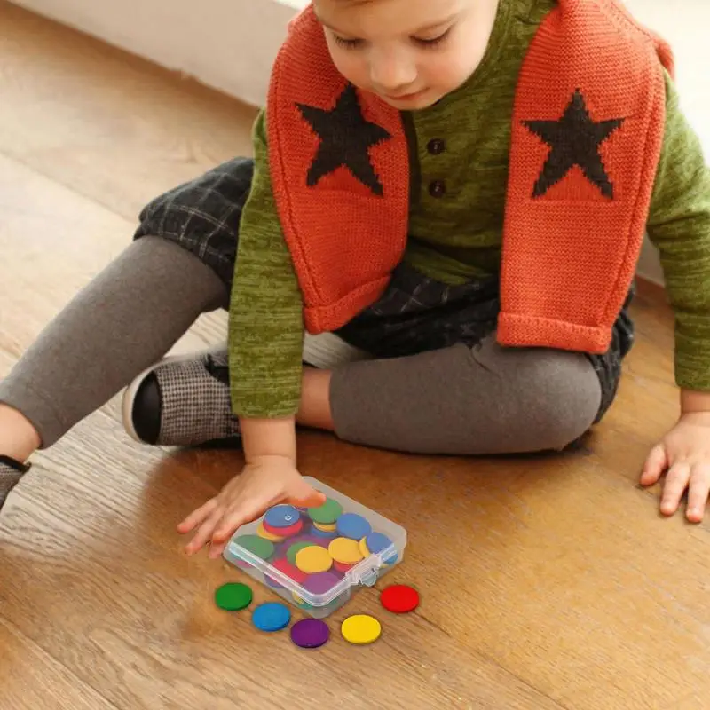 Pennarelli per bingo Chip Set da gioco rotondo in legno per matematica 50 pezzi Materiale didattico scolastico Giocattolo per lo sviluppo del cervello per le vacanze di compleanno