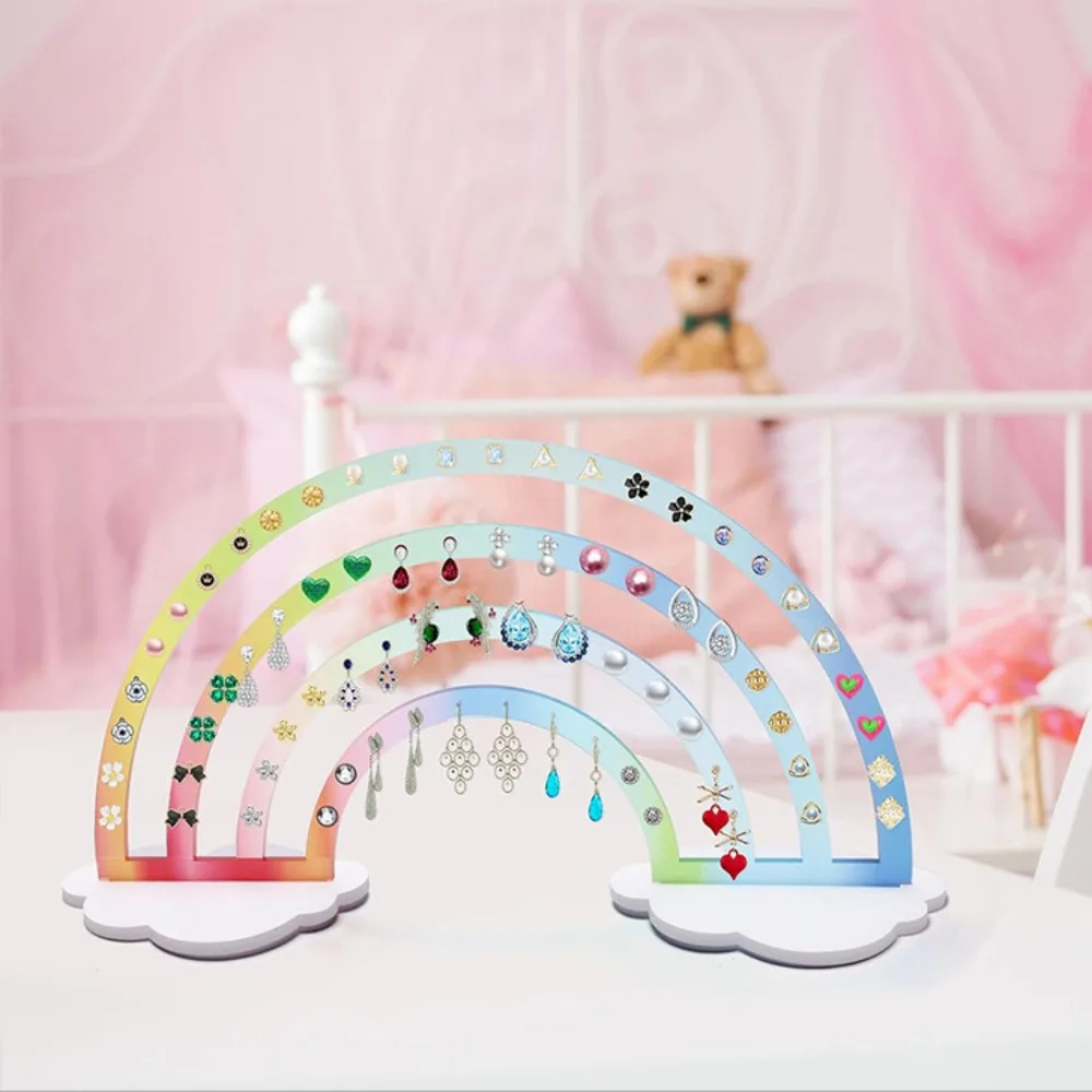 

Органайзер для ювелирных изделий Облако Радуга Подставка для сережек Настольный дисплей DIY Ушные шпильки Держатель дисплея Съемный прозрачный