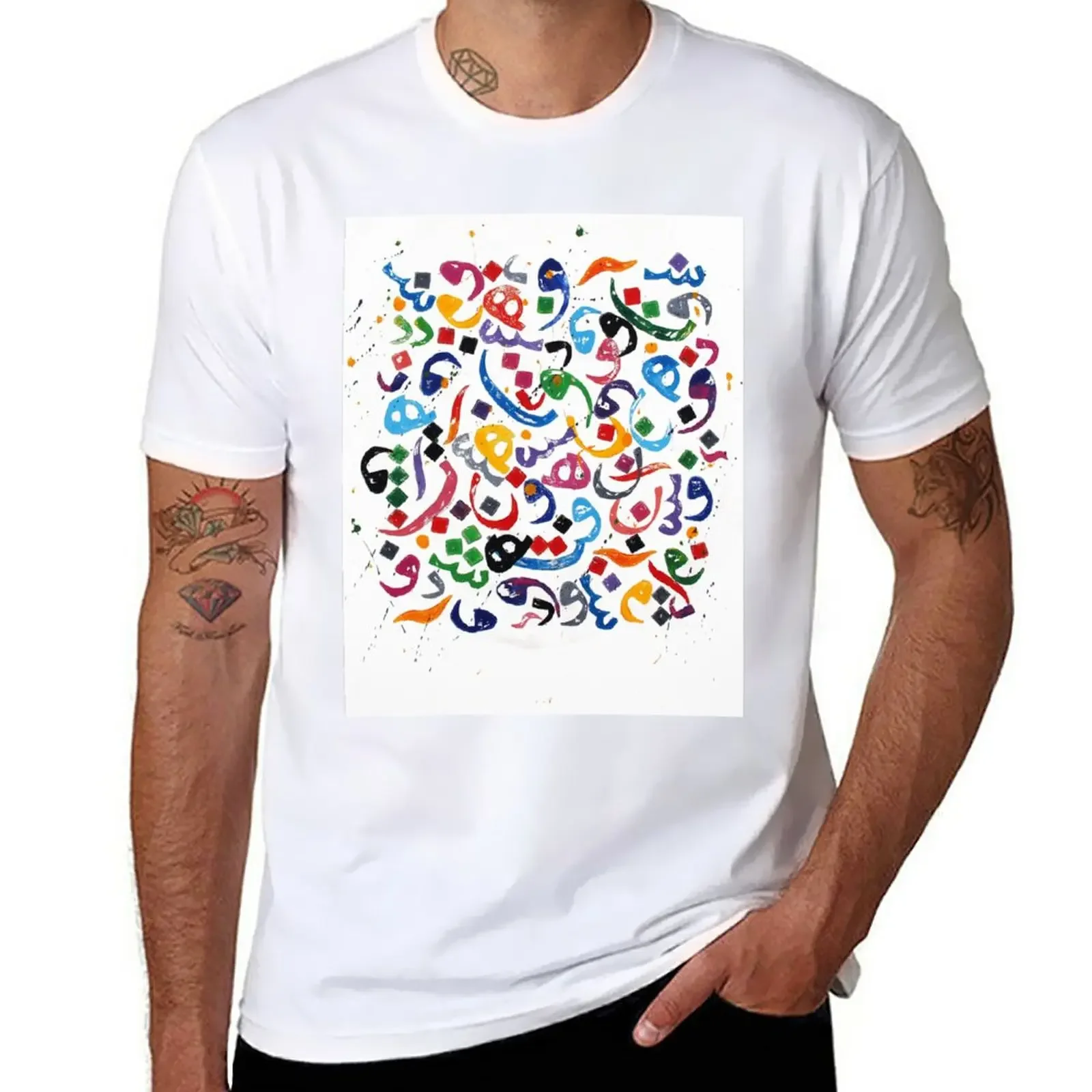 

Persian letters T-Shirt anime clothes cute tops blacks plain white t shirts men