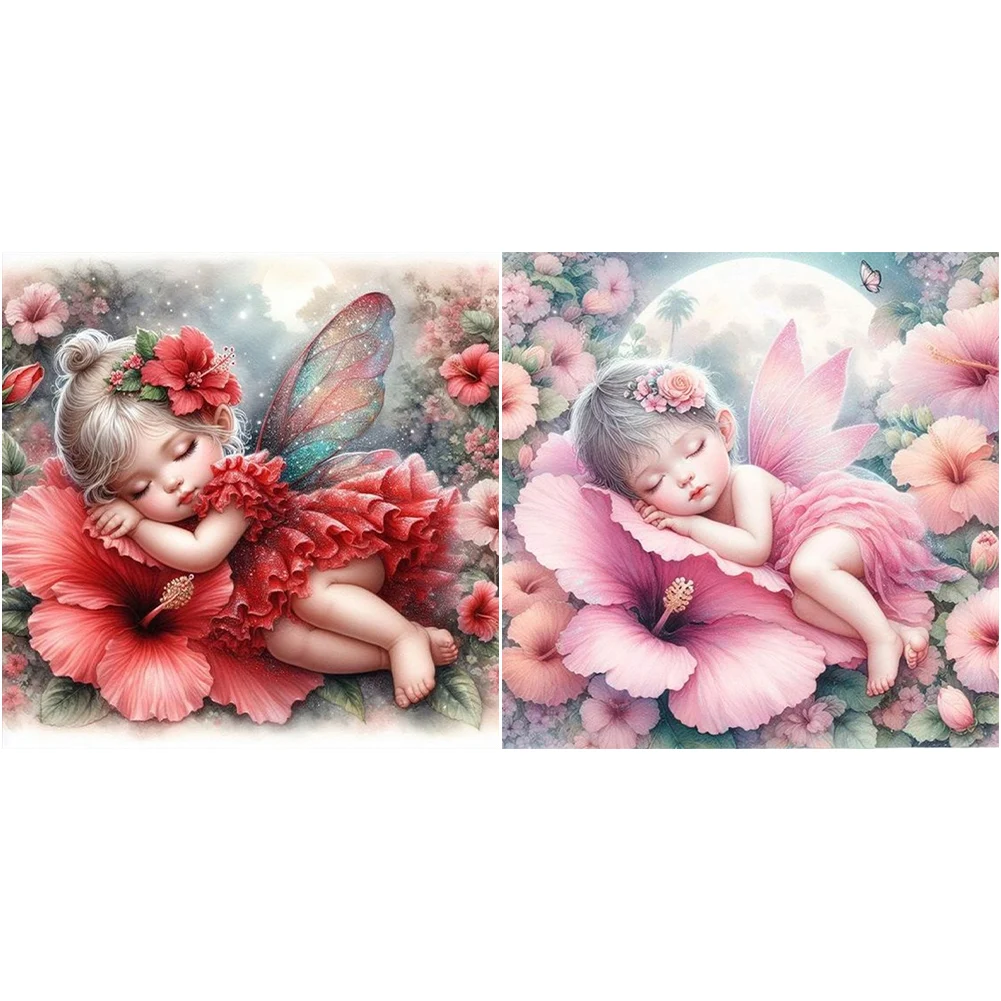 5D fai da te trapano rotondo completo pittura diamante fiore fata Kit Home Decor Art Craft
