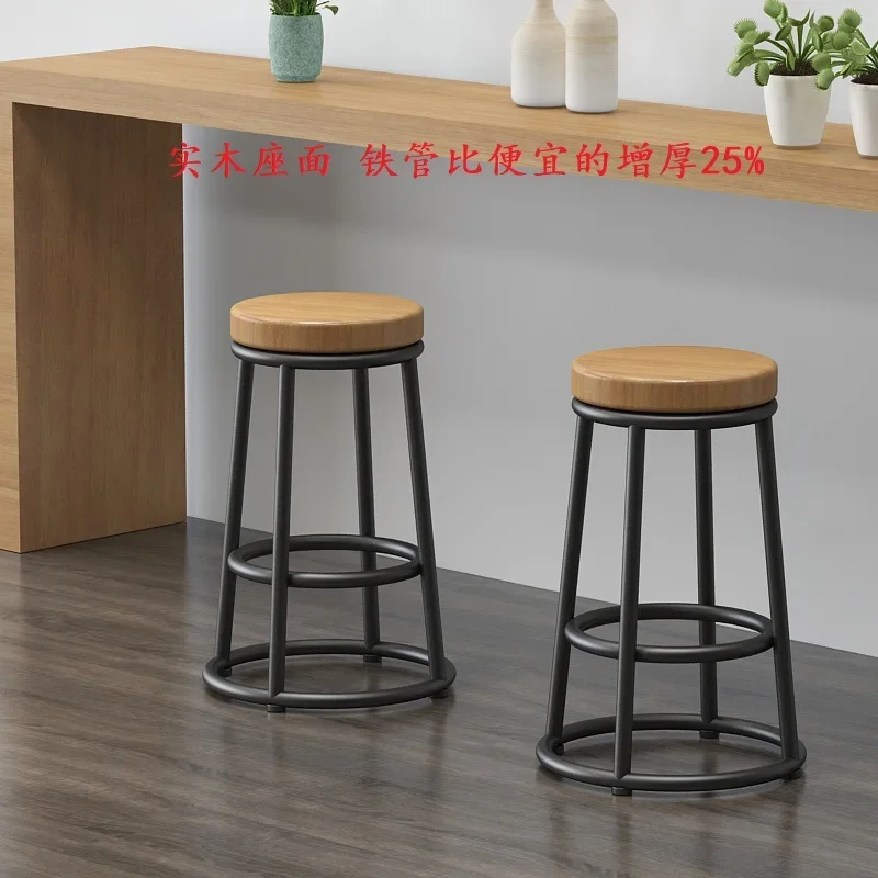 American wrought iron leisure chair retro bar chair solid wood bar chair old round bar stool high