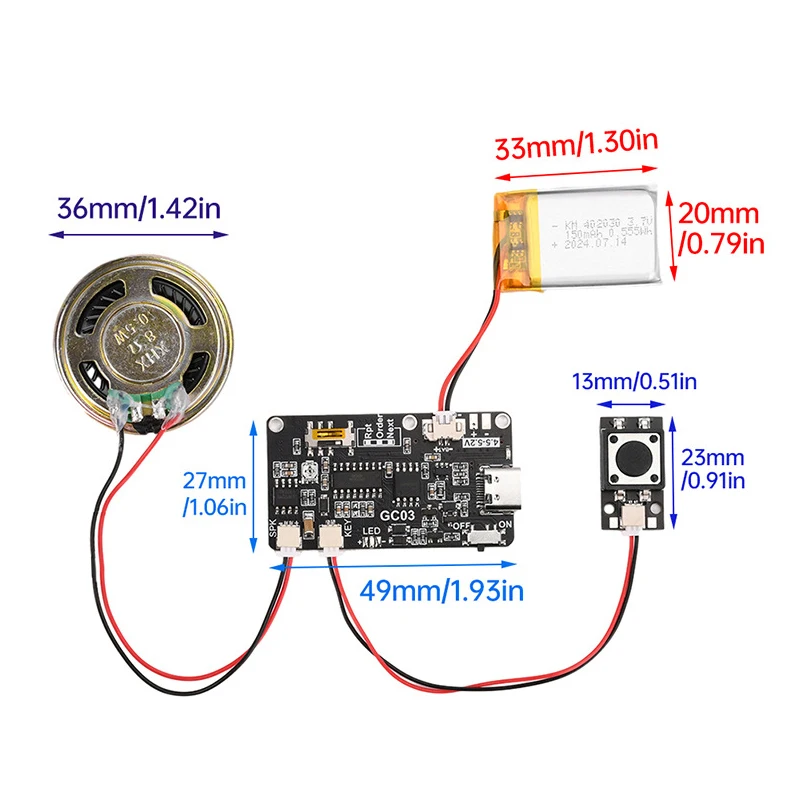 GC03 Static Card Movement Creative Gift Box Christmas Birthday Card Music Cover Wall MP3 Download Voice Tech TYPE-C