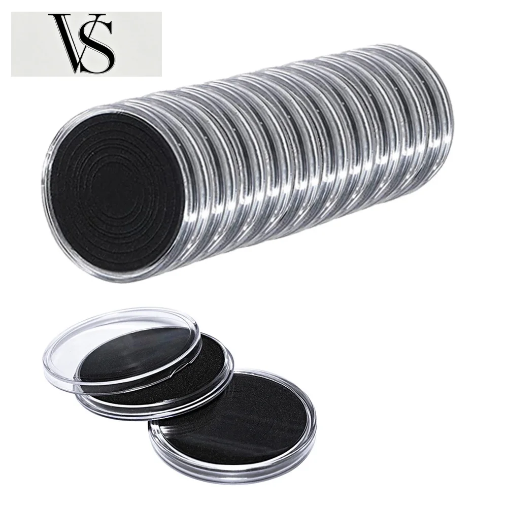 Translucent Storage Coin Box with 20 Capsules and Seals Adjustable for 17mm 20.5mm 25mm 27mm 30mm 35mm 40mm 46mm