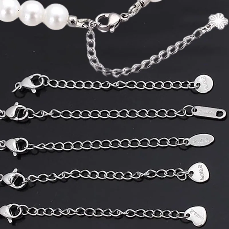 10pcs Stainless Steel Extended Tail Chains Lobster Clasps Connectors DIY Jewelry Making Findings Bracelet Necklaces Components