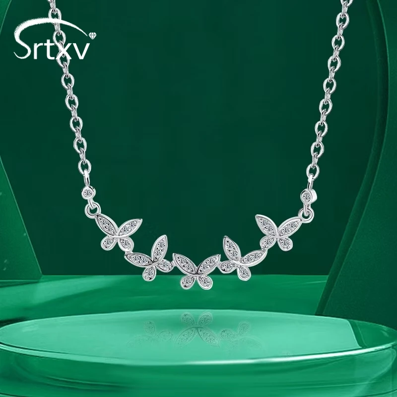 

Цепочка под шею с муассанитом женская, ожерелье из серебра 925 пробы с 4 листиками клевера, подарочное ювелирное украшение для свадьбы, дня рождения