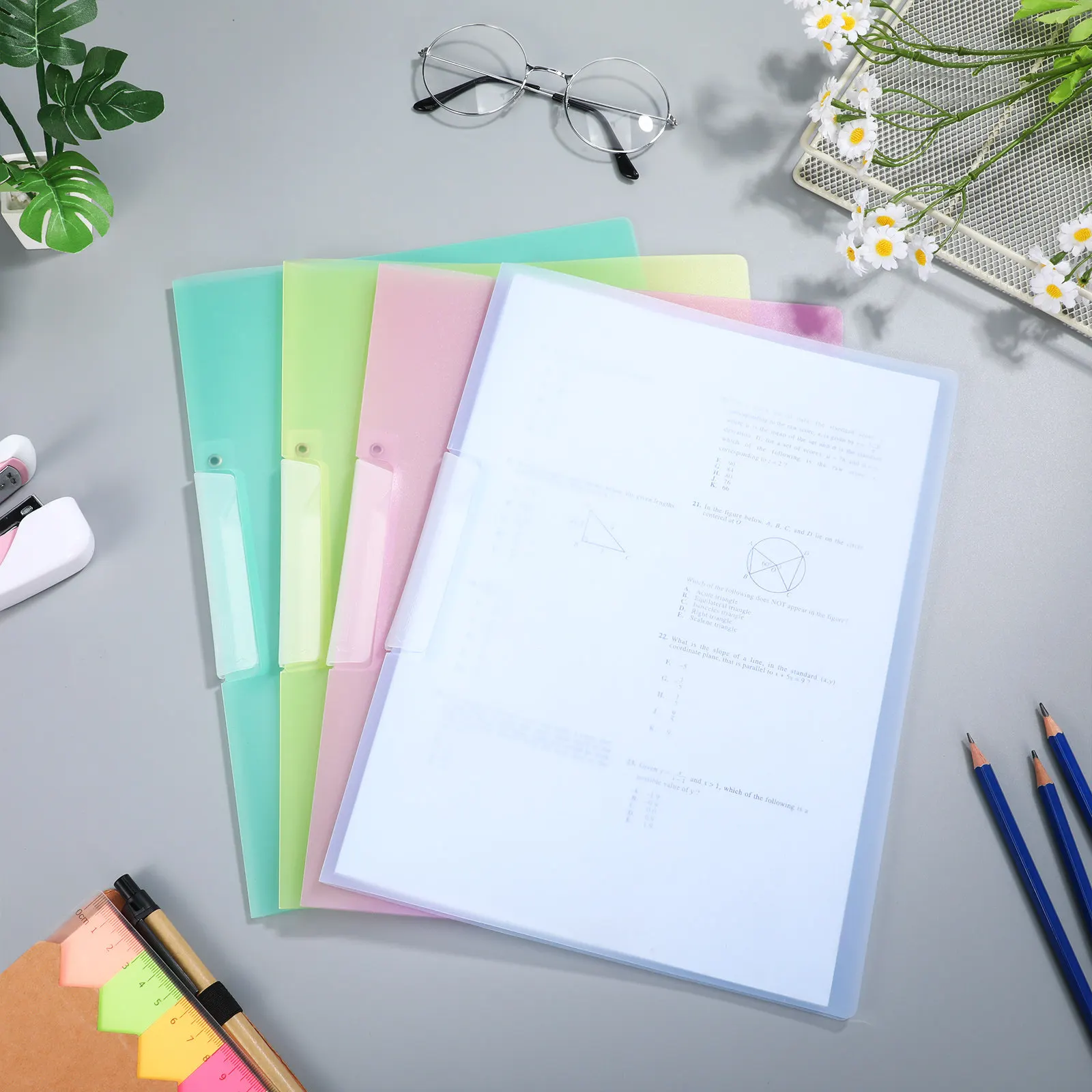 

8Pcs File Folder A4 Plastic Swing Clip Document Organizer Office Presentation Binder Report Covers Folder Organizers