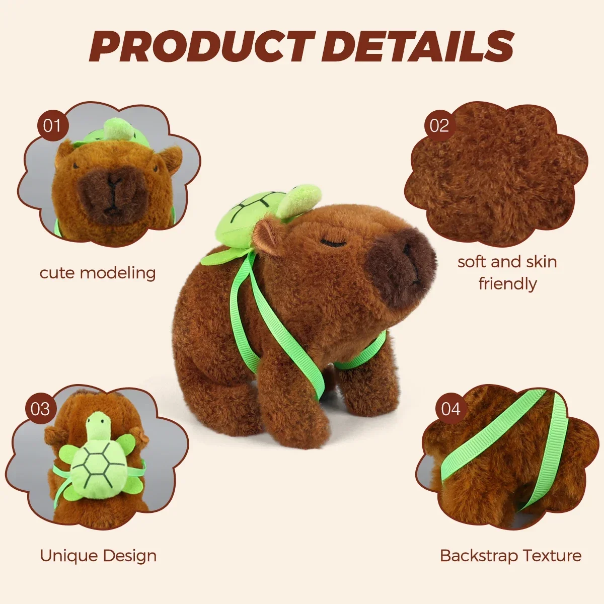 capibaras peluche Kawaii peluche simulazione giocattoli di peluche elettronici per animali domestici suono ambulante capibara elettrico per bambini giocattolo per regali di compleanno