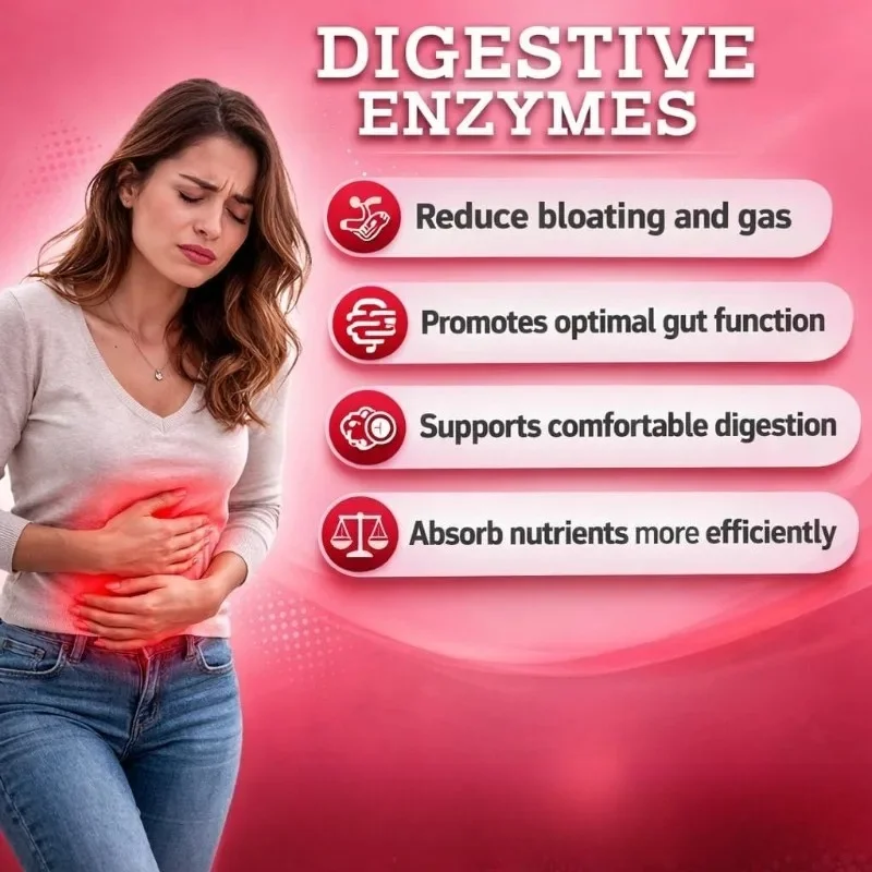 Digestive Enzyme Capsules Contain Including Bromelain, Papain, and Lactase -  Digestion,  Intestinal Health Support -60 Capsules