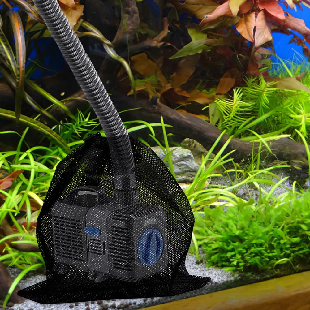 4Pcs Heavy Duty Polyester Mesh Pump Filter Bag Drawstring Pond Aquarium Water Pump Filter Bag for Effective Debris Clog