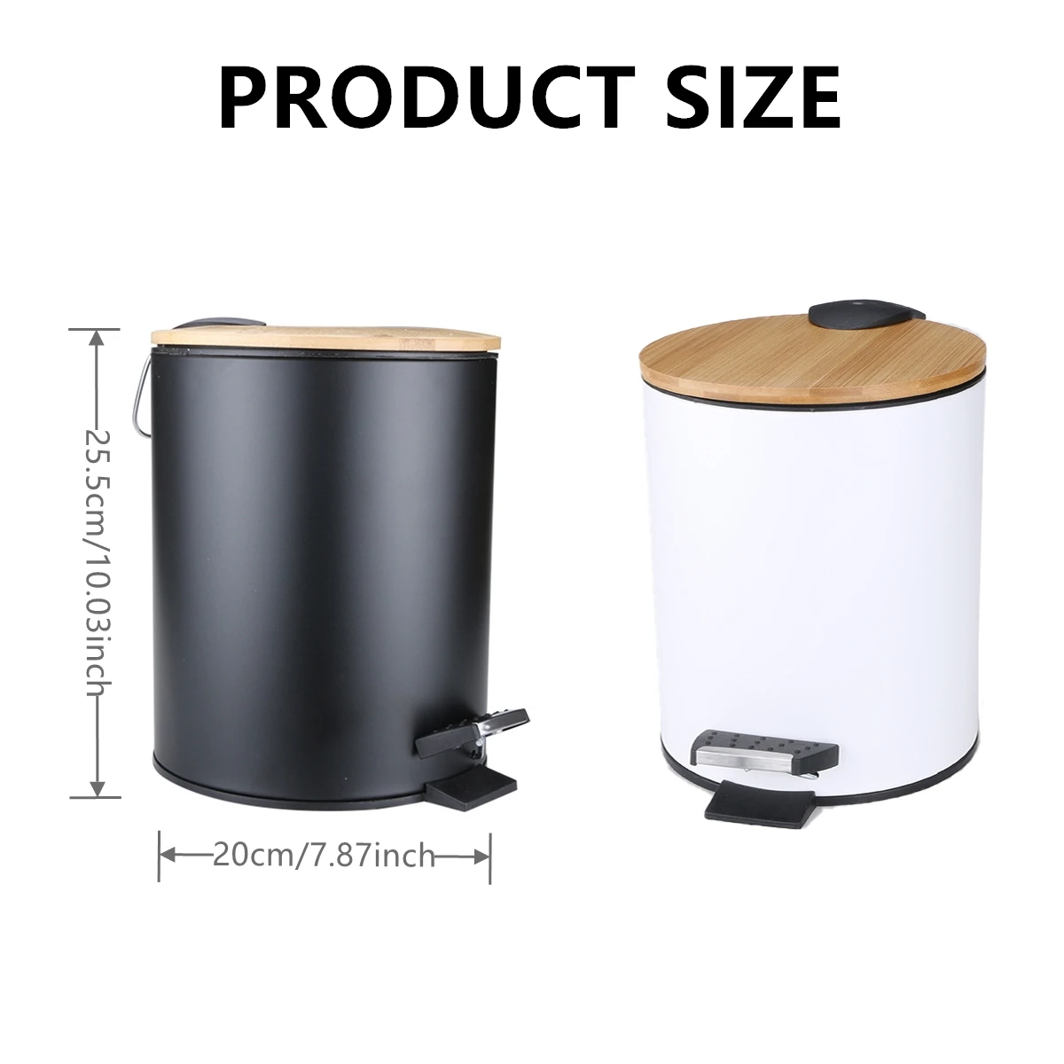 Luxury White Trash Can with Lid Kitchen Bathroom Office Storage Living Room Garbage Waste Bins Basket Cleaning Organizer 5L