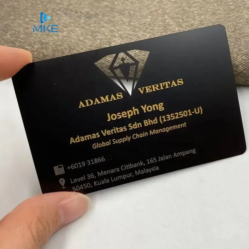 Tarjetas de metal comerciales con espejo plateado de lujo