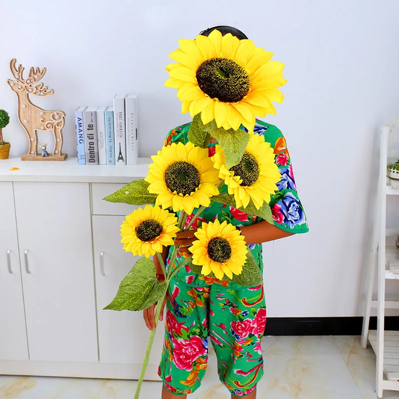 

Aqumotic Huge Sunflower Decoration Artificial Flower 1pc Realistic Silk Daisies for Home Flower Arrangement Wedding Party