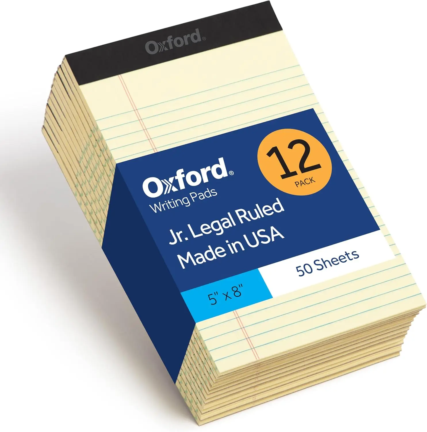 

Набор из 12 блокнотов Oxford Legal Pads, 50 листов формата Legal (5 x 8 дюймов), канарево-желтая бумага с прочной основой, портативные блокноты, произведено в США